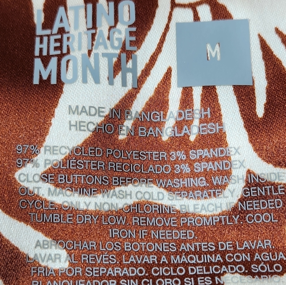 Latino Heritage Month Women's Long Sleeve Button-Down Shirt - Brown M - Picture 12 of 16